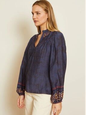 Caballero Solange Indigo Batik Top silk blend medium